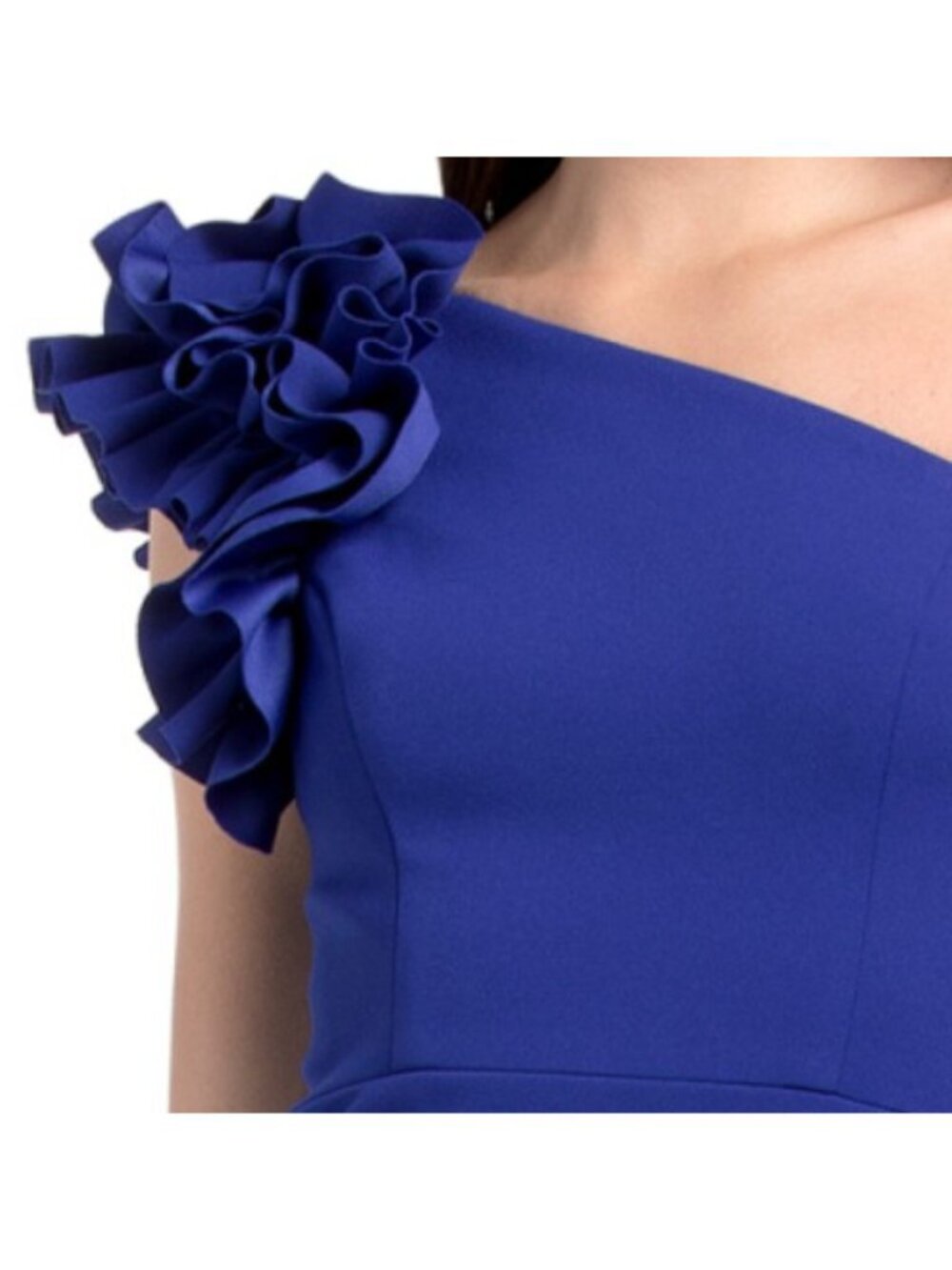 XSCAPE Made In Usa One Shoulder Ruffled Sleeve Gown - Picture 3 of 6